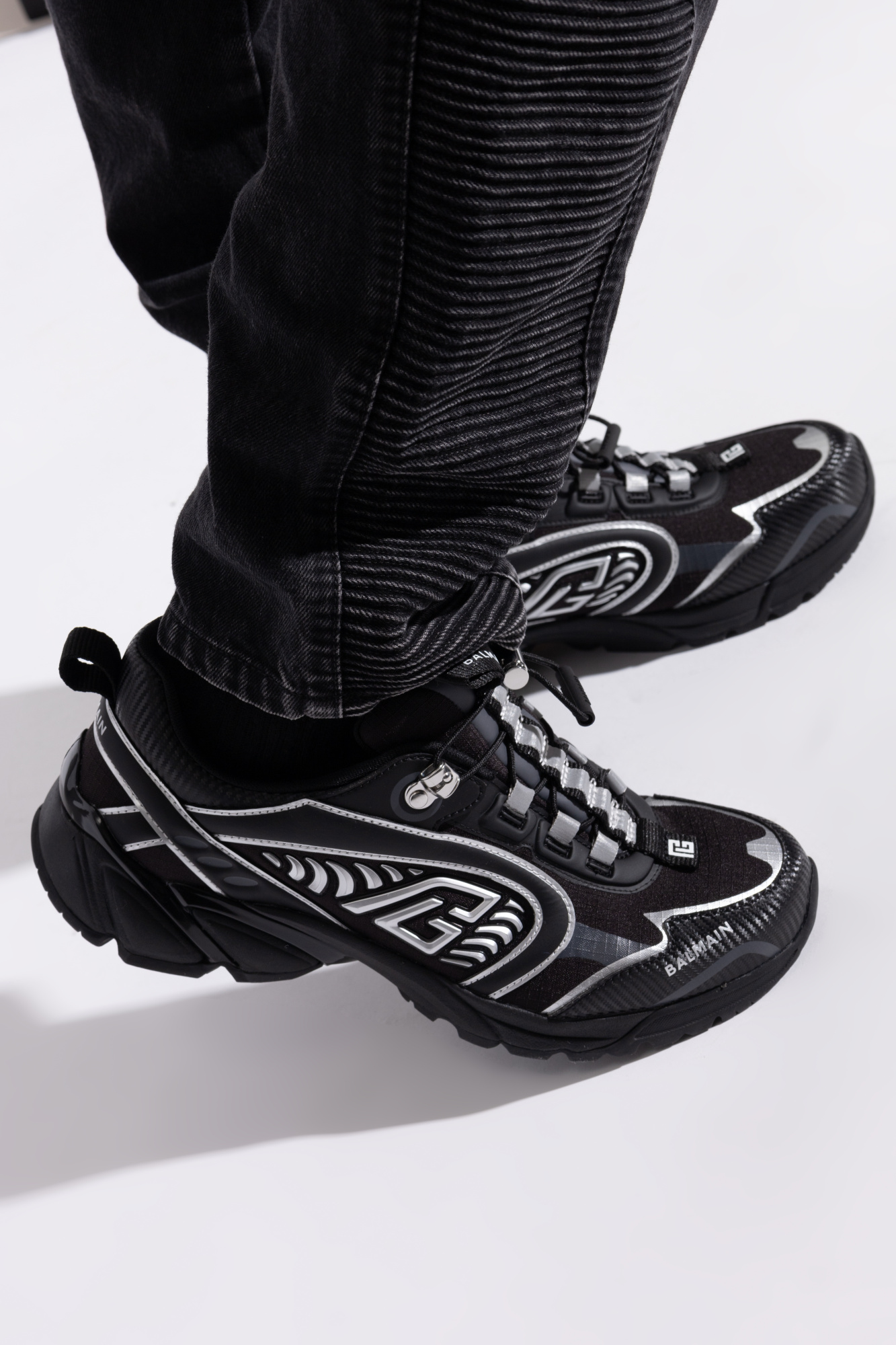 スニーカー BALMAIN Men Sneakers EM1VI357LSGZEAC Black Cosmic Dust trainers in technical materials black black